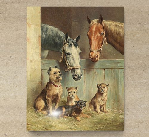 Ceramic tile mural - farm - dogs and horses 