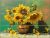 Sunflowers in vase ceramic tile mural still life