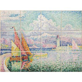 Csempekép Paul Signac Marseille le port festménye utánpekép Vincent Van Gogh mandulavirágzás cimű festménye után
