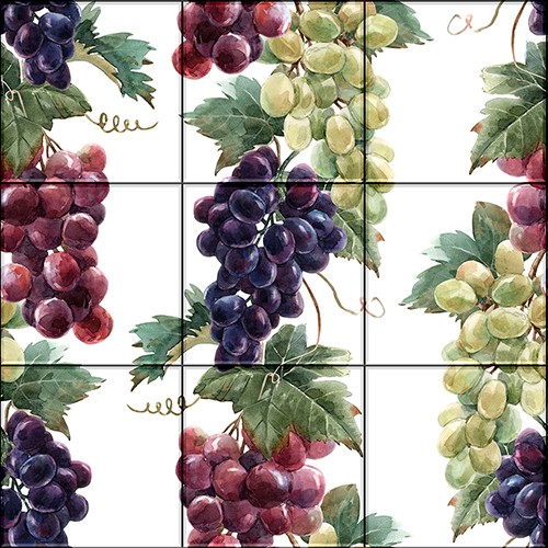 Csempekép mozaik -szőlőfürtök