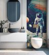 Tile mural with astronaut and alien planets in space – futuristic decorative ceramic tile