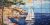 Mediterranean ceramic tile mural with sailboats, seaside houses and a sunny harbor view