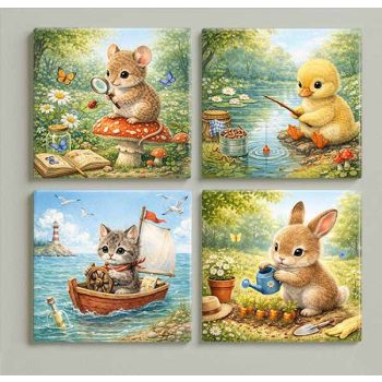 Mesés állatfigurás dekorcsempe szett 