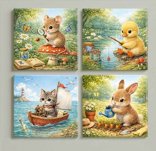 Fairy tale animal decorative tile set