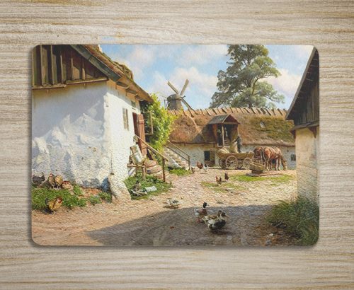 Cutting board - farm with a windmill