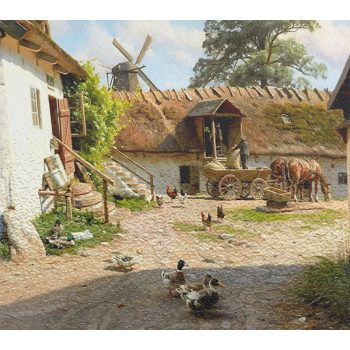 Cutting board - farm with a windmill