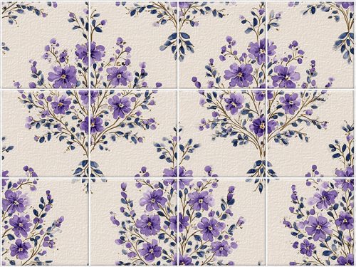Vintage lavender tile mural
