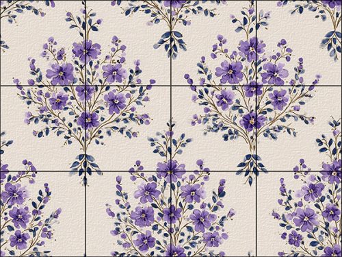 Vintage lavender tile mural