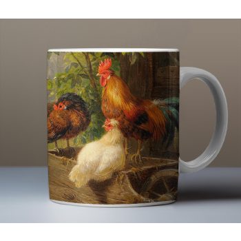 Rooster and chicken mug set of 3 mugs