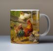 Rooster and chicken mug set of 3 mugs 