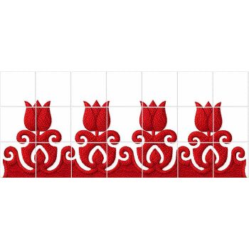 Erdélyi tulipános hímzés mintájú kerámia fali csempe