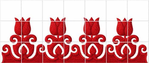  Transylvanian tulip embroidery patterned ceramic tile 