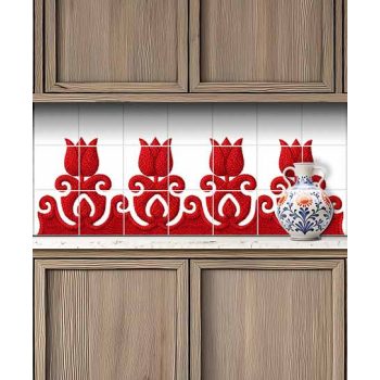  Transylvanian tulip embroidery patterned ceramic tile 