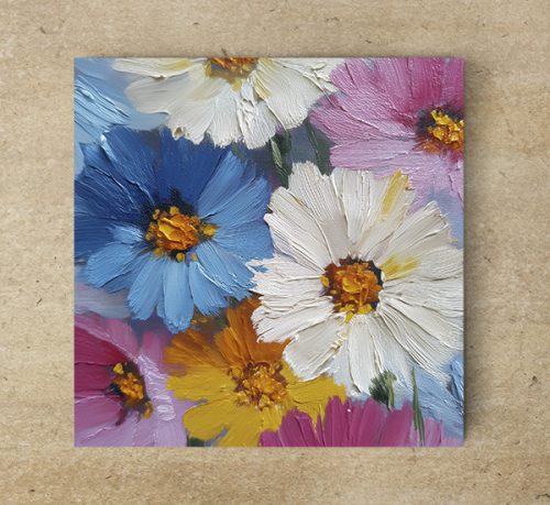 Colorfull Daisy - ceramic tile trivet