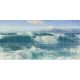 Ceramic tile mural with ocean waves and seagulls in a classic painting style