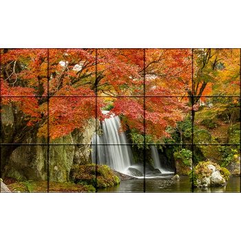 Ceramic tile mural - forest and waterfall  Ceramic tile mural - forest and waterfall