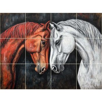 Ceramic tile mural - horses, Mustangs Ceramic tile mural - horses, Mustangs