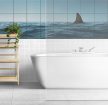 Tile mural - water world - Great White shark