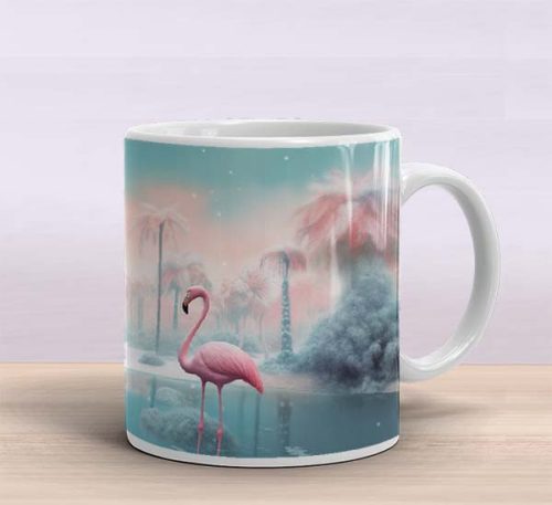 Flamingü mintás bögre