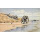 Ceramic tile mural - elephants at the lake 