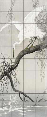 Ceramic tile mural - birds -white heronsJapanese 