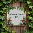 House number plate - red mushroom