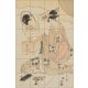 Japán nő kimonóban tükörrel – ukiyo-e stílusú csempekép