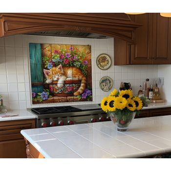 Ceramic tile mural - farm - Kittens