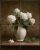 white hydrangeas ceramic tile mural – floral vase tile mural with white flowers and brown background