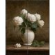 white hydrangeas ceramic tile mural – floral vase tile mural with white flowers and brown background