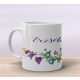 Unique personalized name mug with flower decoration 