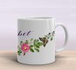 Unique personalized name mug with flower decoration 