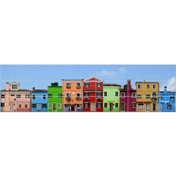 Ceramic tile mural - colorful houses 