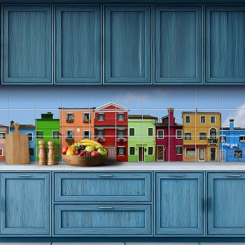 Ceramic tile mural - colorful houses 