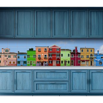 Színes házak - konyha csempe (165x45 cm)