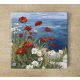 Popies and daisies on the shore - ceramic tile trivet