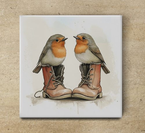 Ceramic tile mural - birds -rusty tail 