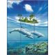 Tile mural with dolphins 