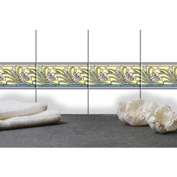 Szecessziós Írisz mintás bordűr csempe