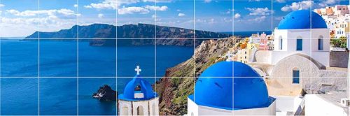 Csempe Santorini látkép mintás