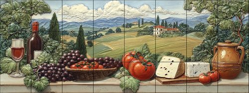Ceramic tile mural - drink - Wine tasting table 