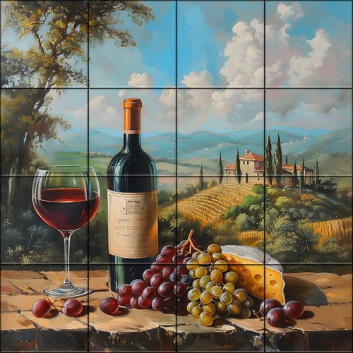 Ceramic tile mural - drink - Wine tasting table 