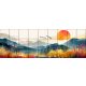 Ceramic tile mural - japanese - pagoda, temple and rainbow