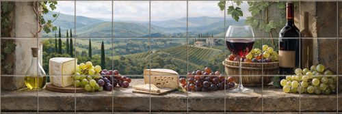 Ceramic tile mural - drink - Wine tasting table 