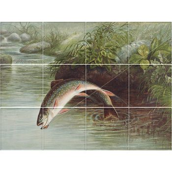 Tile mural - fishes -fishing II.  Tile mural - fishes -fishing II.