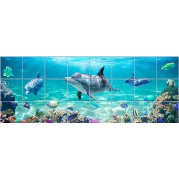 Bathroom tile with dolphins