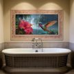 Ceramic tile mural with hummingbird