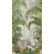 Jungle scene with elephant, monkey, toucan, flamingo and tropical plants – exotic tile mural
