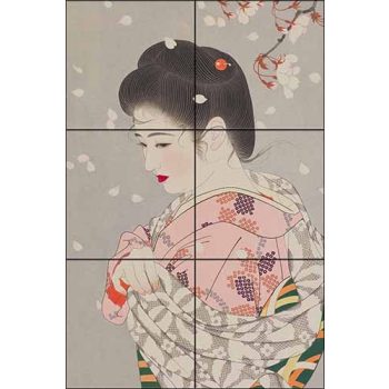 Ceramic tile mural - sakura blossoms and japanese woman Ceramic tile mural - sakura blossoms and japanese woman