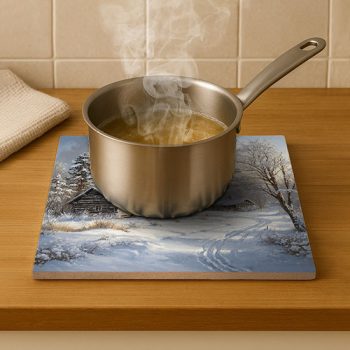 Tile mural - winter landscape with deers